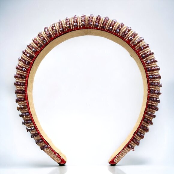 Burgundy Luxury Statement Headband Women - Picture 4 of 7